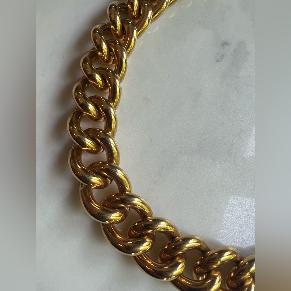 Lele Sadoughi 14K Gold Plated Curb Chain Necklace Collar Choker Cuban Chain EUC - Picture 7 of 16